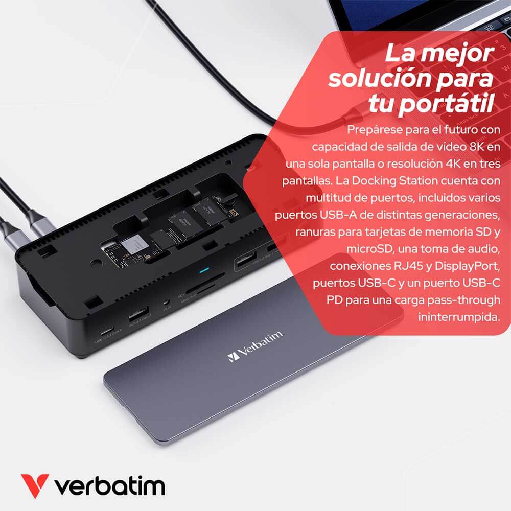 32174 VERBATIM                                                     | DOCKING STATION VERBATIM 15 PUERTOS USB-C PRO                                                                                                                                                                                                             
