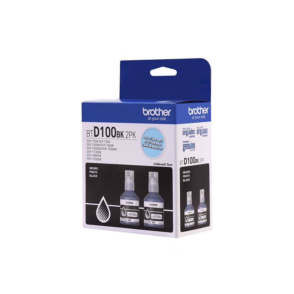 BTD100BK2PKMEX BROTHER                                                      | PACK 2 BOTELLAS DE TINTA NEGRO ULTRA ALT REND 7.500 PAG PARA DCP-T230 / DCP-T430W / DCP T530DW / DCP-T730DW / DCP-T830DW                                                                                                                                  