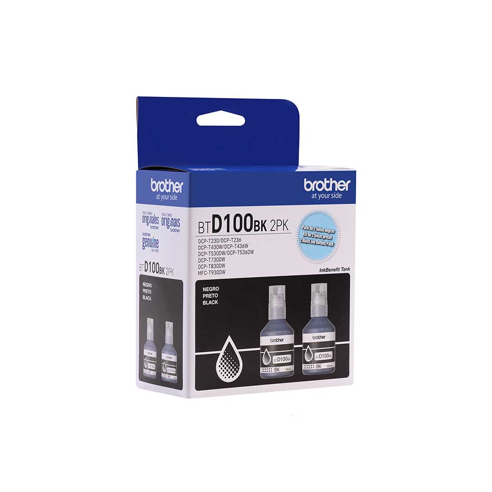 BTD100BK2PKMEX BROTHER                                                      | PACK 2 BOTELLAS DE TINTA NEGRO ULTRA ALT REND 7.500 PAG PARA DCP-T230 / DCP-T430W / DCP T530DW / DCP-T730DW / DCP-T830DW                                                                                                                                  