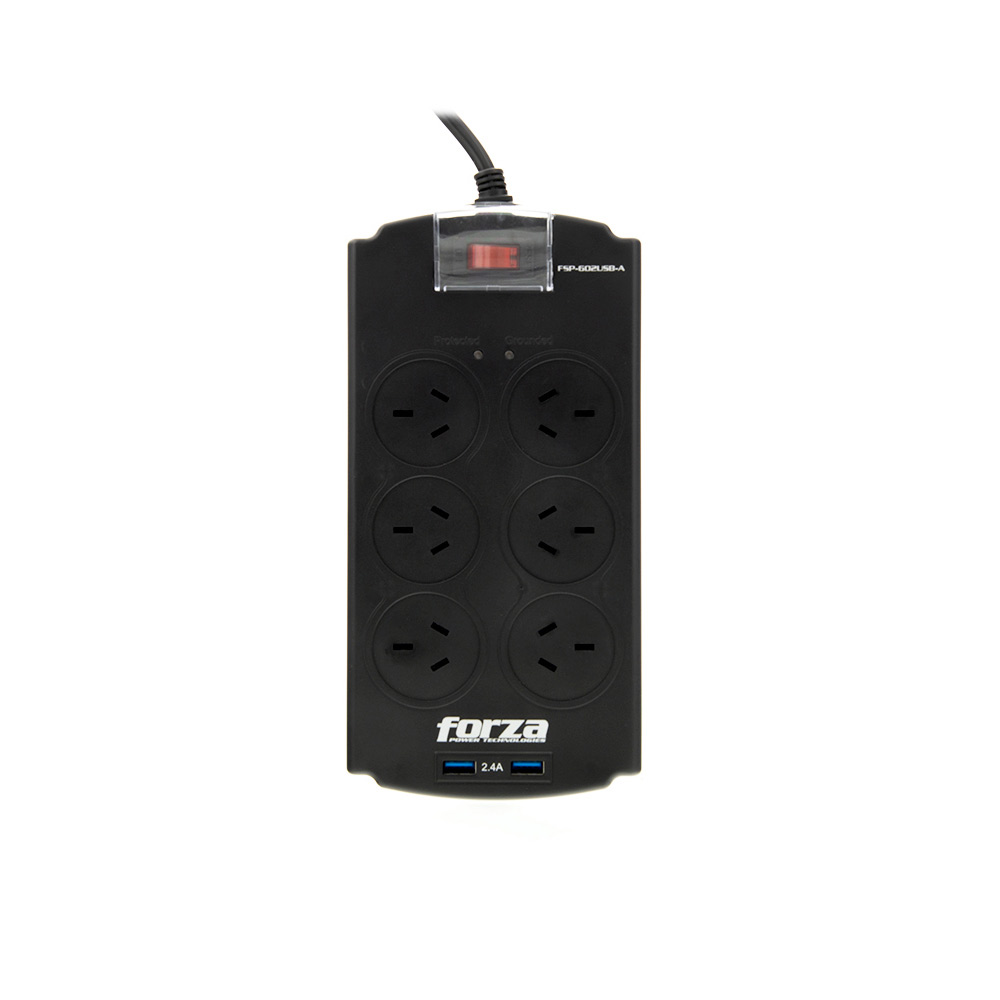 FSP-602USB-A FORZA                                                        | PROTECTOR DE SOBRETENSION FORZA FSP-602USB-A 1250J/2200W 6 IRAM PUERTOS USB-220V                                                                                                                                                                          