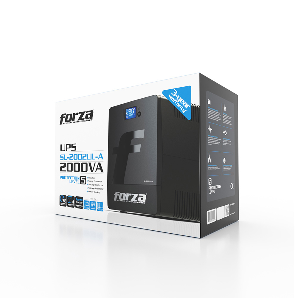SL-2002UL-A FORZA                                                        | UPS INTERACTIVA FORZA SL-2002UL-A 2000VA/1200W 4 IRAM LCD TACTIL TORRE-UL-220V                                                                                                                                                                            